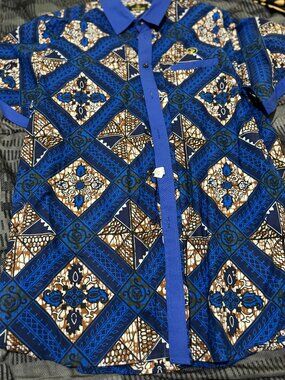 Diyanu blue geometric shirt XXL